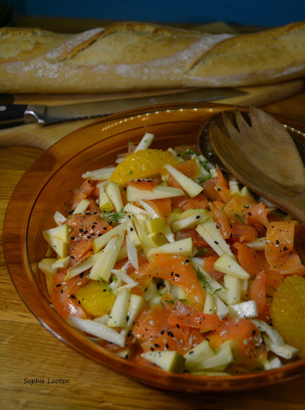 Salade de fenouil, agrumes et truite fumée